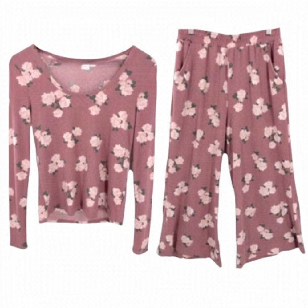 4/$45 BP Mauve Pink Floral Cozy Pajama Sleep Set size Small
